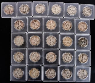 ASSORTED WALKING LIBERTY HALF DOLLARS - (26)