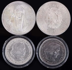 ASSORTED VINTAGE FOREIGN SILVER COINS - (4)