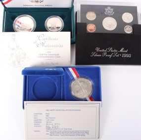ASSORTED 90% SILVER COMMEMORATIVE COIN SETS - (3)