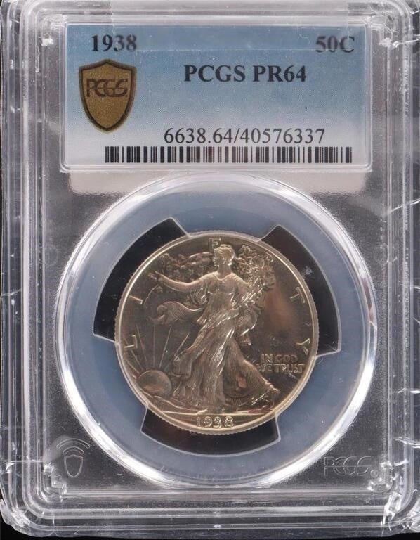 PR64 PCGS 1938 FINE SILVER HALF DOLLAR WALKING LIB (1 of 2)