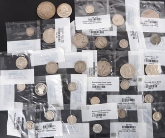 90% SILVER LITTLETON GRADED AMERICAN COINAGE -(29)