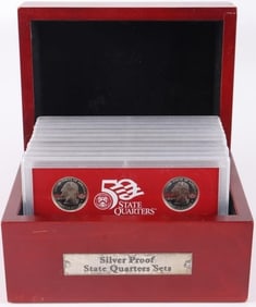 NEAR COMPLETE SET OF 90% SILVER PF STATE QUARTERS