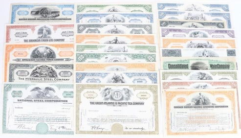 1900'S ISSUED STOCK COMPANY CERTIFICATES - 24