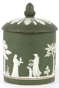 ANTIQUE WEDGWOOD JASPERWARE TOBACCO JAR