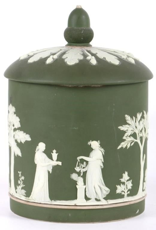 ANTIQUE WEDGWOOD JASPERWARE TOBACCO JAR (1 of 8)