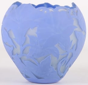 MARIALYCE HAWKE ETCHED MORNING GLORY VASE