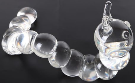 STEUBEN ART GLASS CATERPILLAR 11.5' LONG SIGNED