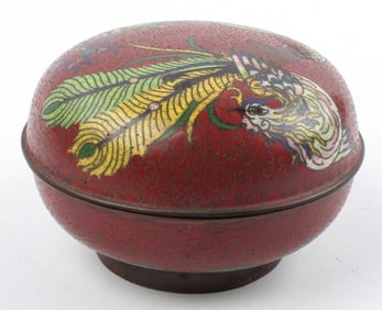 1860'S ANTIQUE CHINESE CLOISONNE CONTAINER W/COA