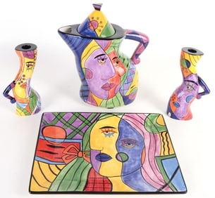 MUZEUM HAND PAINTED PICASSO-STYLE DISH SET