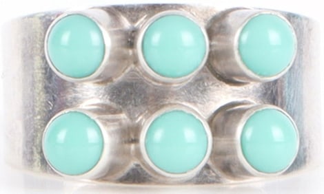 OSWALDO GUAYASAMIN 90% SILVER TURQUOISE RING