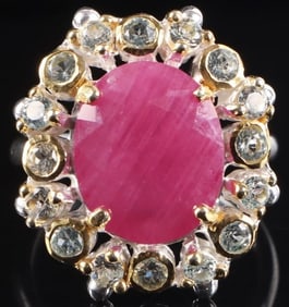 6.0CT RUBY & TOPAZ STERLING SILVER COCKTAIL RING