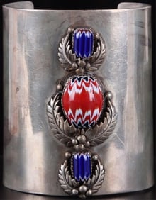 123G NEW BEAR SIGNED STERLING PUEBLO CUFF