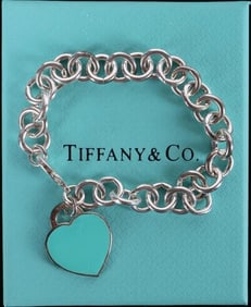TIFFANY & CO STERLING SILVER CHARM BRACELET W/ BOX