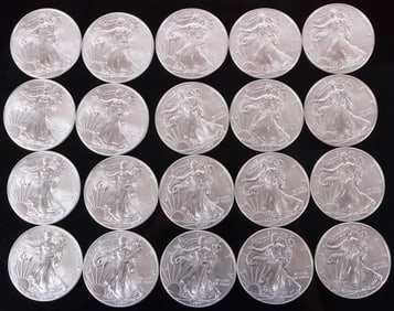 FINE SILVER ROLL OF 20 AMERICAN EAGLES U.S. TREAS