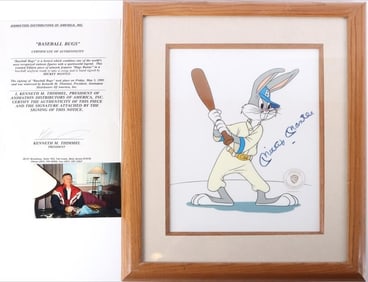 BASEBALL BUGS SERICEL SIGNED MICKY MANTLE W/ PHOTO