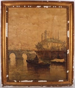 PEMARTIN ORIGINAL EUROPEAN PAINTING OF NOTRE DAME