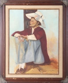 B. DEKLE PORTRAIT OF WOMAN SMOKING OIL ON CANVAS