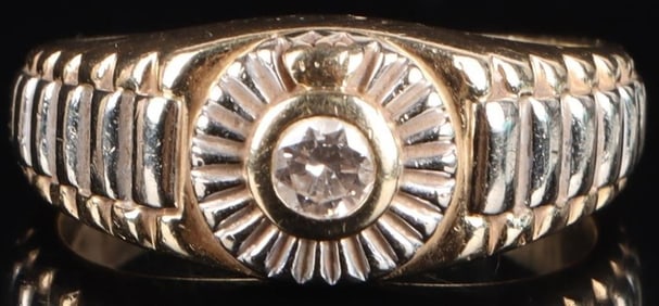 14K YELLOW GOLD NATURAL DIAMOND MEN'S RING