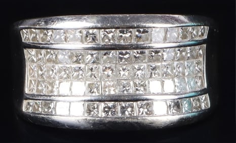 3.5CTW DIAMONDS 14K WHITE GOLD LADIES RING 70 DIAS