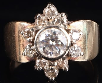14K YELLOW GOLD MOISSANITE LADIES RING