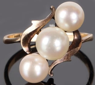 6.1-6.9MM PEARL VINTAGE 14K YELLOW GOLD RING
