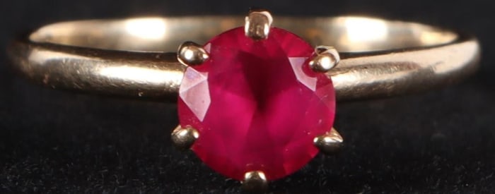 0.50CT RUBY SOLITAIRE 14K YELLOW GOLD LADIES RING