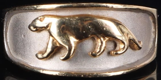 VINTAGE 2 TONE 14K GOLD WALKING PANTHER RING