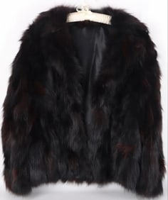 GENUINE BLACK MINK LADIES FUR COAT W/ LEATHER