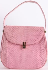 VINTAGE 1960'S I MAGNIN PINK PYTHON SKIN PURSE