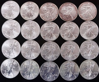 FINE SILVER ROLL OF 20 AMERICAN EAGLES U.S. TREAS