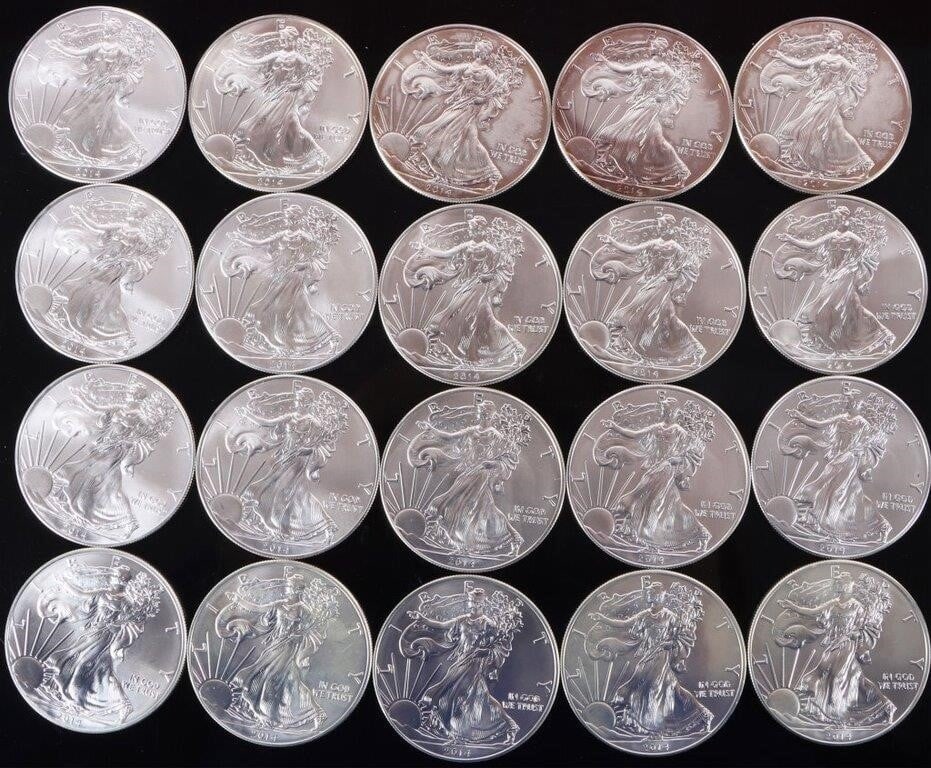 FINE SILVER ROLL OF 20 AMERICAN EAGLES U.S. TREAS (1 of 3)