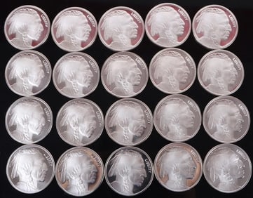 FINE SILVER ROLL OF 20 ONE OZT BUFFALO ROUNDS