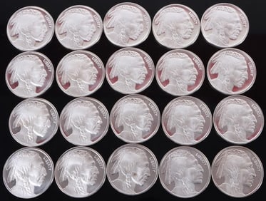 FINE SILVER ROLL OF 20 ONE OZT BUFFALO ROUNDS