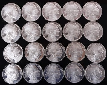 FINE SILVER ROLL OF 20 ONE OZT BUFFALO ROUNDS