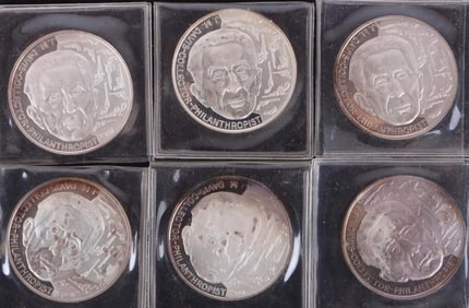 FINE SILVER 1 OZT J.M. DAVIS COLLECTOR ROUNDS -(6)