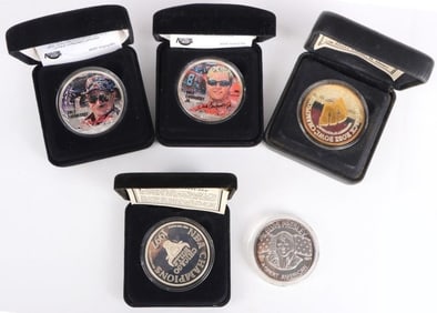 FINE SILVER ASSORTED COMMEMORATIVE ROUNDS - (5)