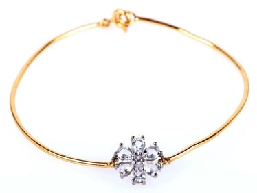 18K YELLOW GOLD TOUS TOPAZ LADIES CLUSTER BRACELET
