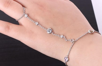 18K WHITE GOLD SAPPHIRE TOPAZ DIAMOND BRACELET
