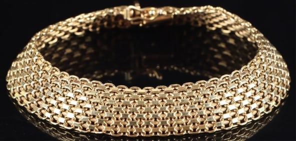 10K YELLOW GOLD CHAINMAIL LINK ITALIAN BRACELET