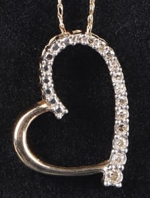 10K DIAMOND OPEN HEART LADIES PENDANT NECKLACE