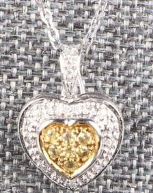 18K WHITE GOLD YELLOW SAPPHIRE DIAMOND NECKLACE
