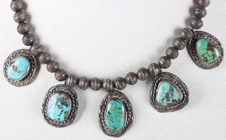 CHUNKY TURQUOISE STERLING SILVER NECKLACE
