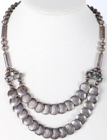 PLAINS INDIANS CHIEFTAINS STERLING TURQ. NECKLACE