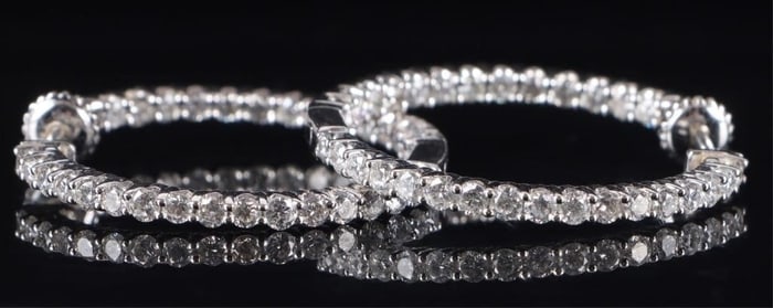 1.8CTW 60 DIAMONDS 14K WHITE GOLD LADIES EARRINGS