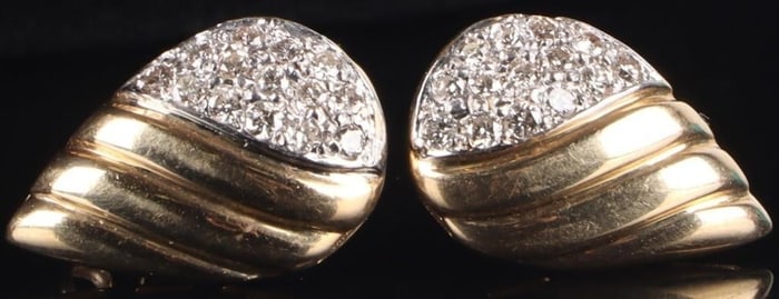 0.56CTW DIAMOND 14K YELLOW GOLD TEARDROP EARRINGS