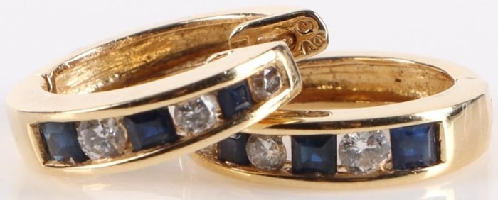 DIAMOND SAPPHIRE LADIES HUGGIE EARRINGS