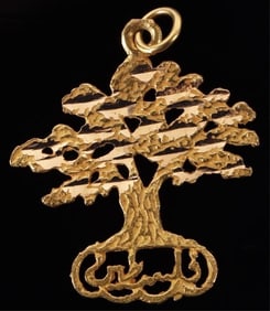 18K YELLOW GOLD 'PALESTINE' OLIVE TREE PENDANT