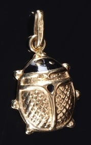 18K YELLOW GOLD LADYBUG PENDANT CUTE ACCESSORY
