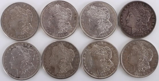 ASSORTED 90% SILVER MORGAN DOLLARS - (8)
