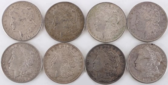 ASSORTED 90% SILVER MORGAN DOLLARS - (8)